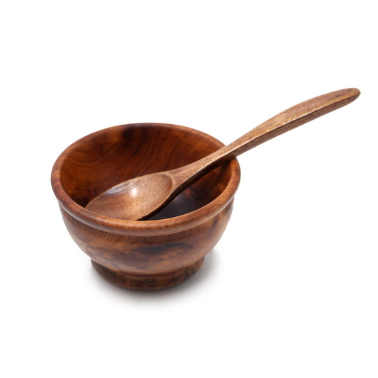 Handmade Wooden Face Mask Bowl and Spoon